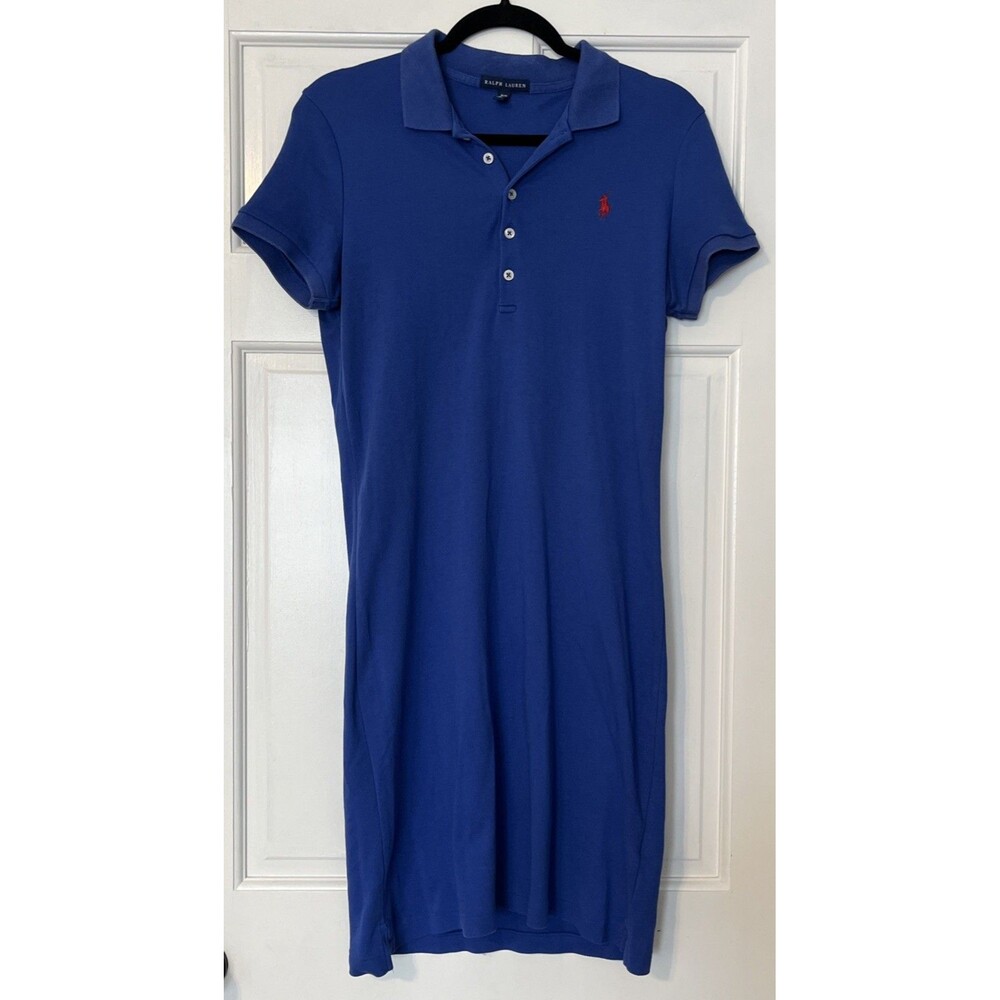 Ralph Lauren Shirt Dress Womens Medium Blue Cotton Minimalist Preppy Nautical